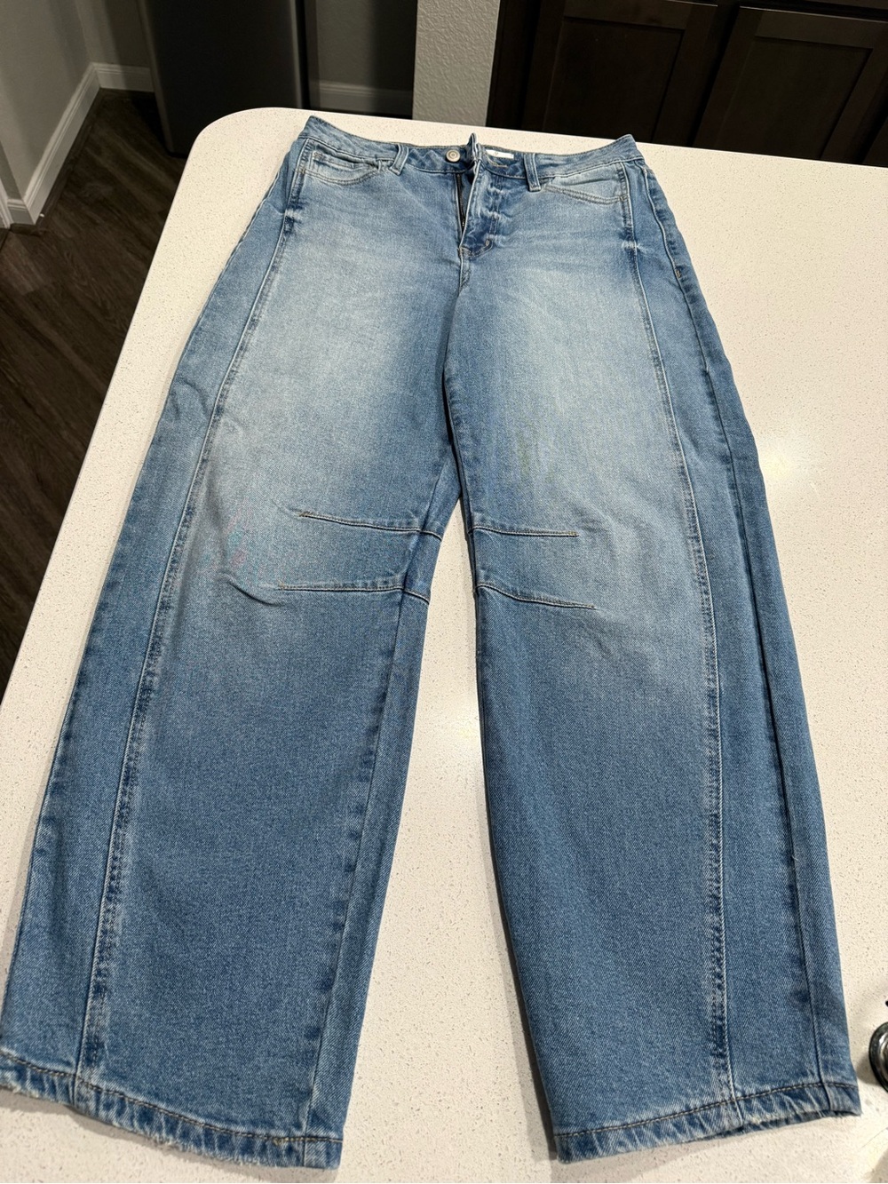 Altar'd State Light Blue Barrel Denim Jeans